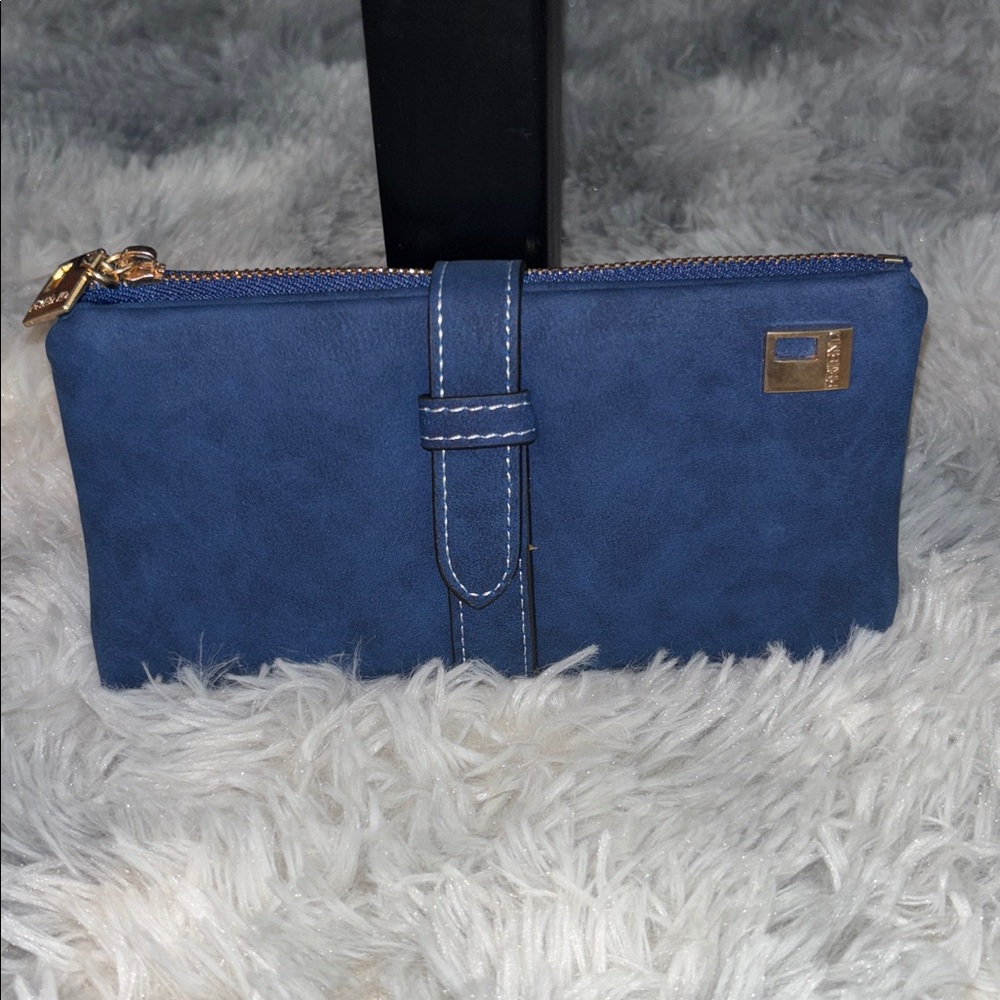 Faux Suede wallet blue New